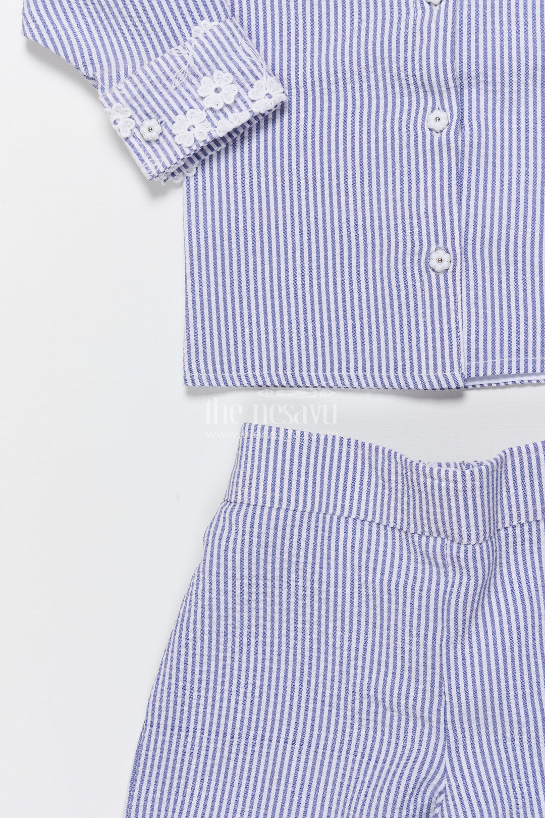 The Nesavu Girls Co-Ord Sets Girls Co-Ord Set for School Events and Festive Dressing Nesavu Nesavu girls cotton co-ord set striped design school events festive wear