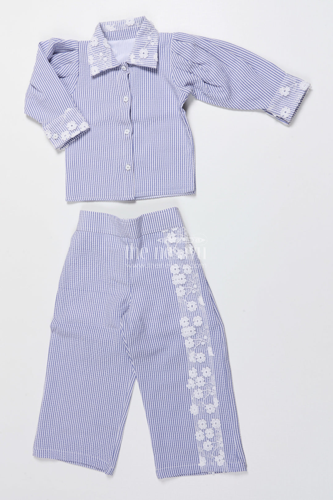 The Nesavu Girls Co-Ord Sets Girls Co-Ord Set for School Events and Festive Dressing Nesavu Nesavu girls cotton co-ord set striped design school events festive wear