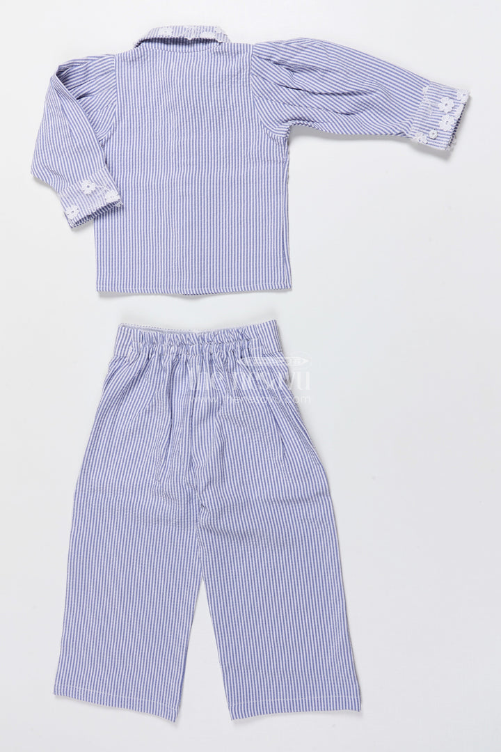 The Nesavu Girls Co-Ord Sets Girls Co-Ord Set for School Events and Festive Dressing Nesavu Nesavu girls cotton co-ord set striped design school events festive wear