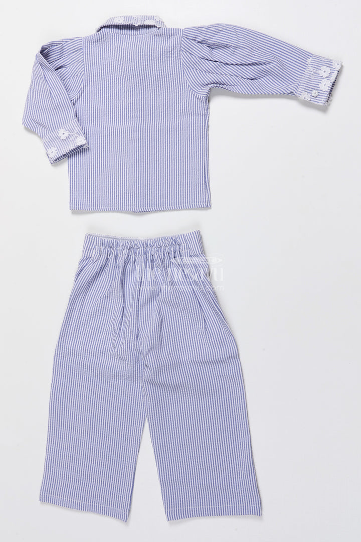 The Nesavu Girls Co-Ord Sets Girls Co-Ord Set for School Events and Festive Dressing Nesavu Nesavu girls cotton co-ord set striped design school events festive wear
