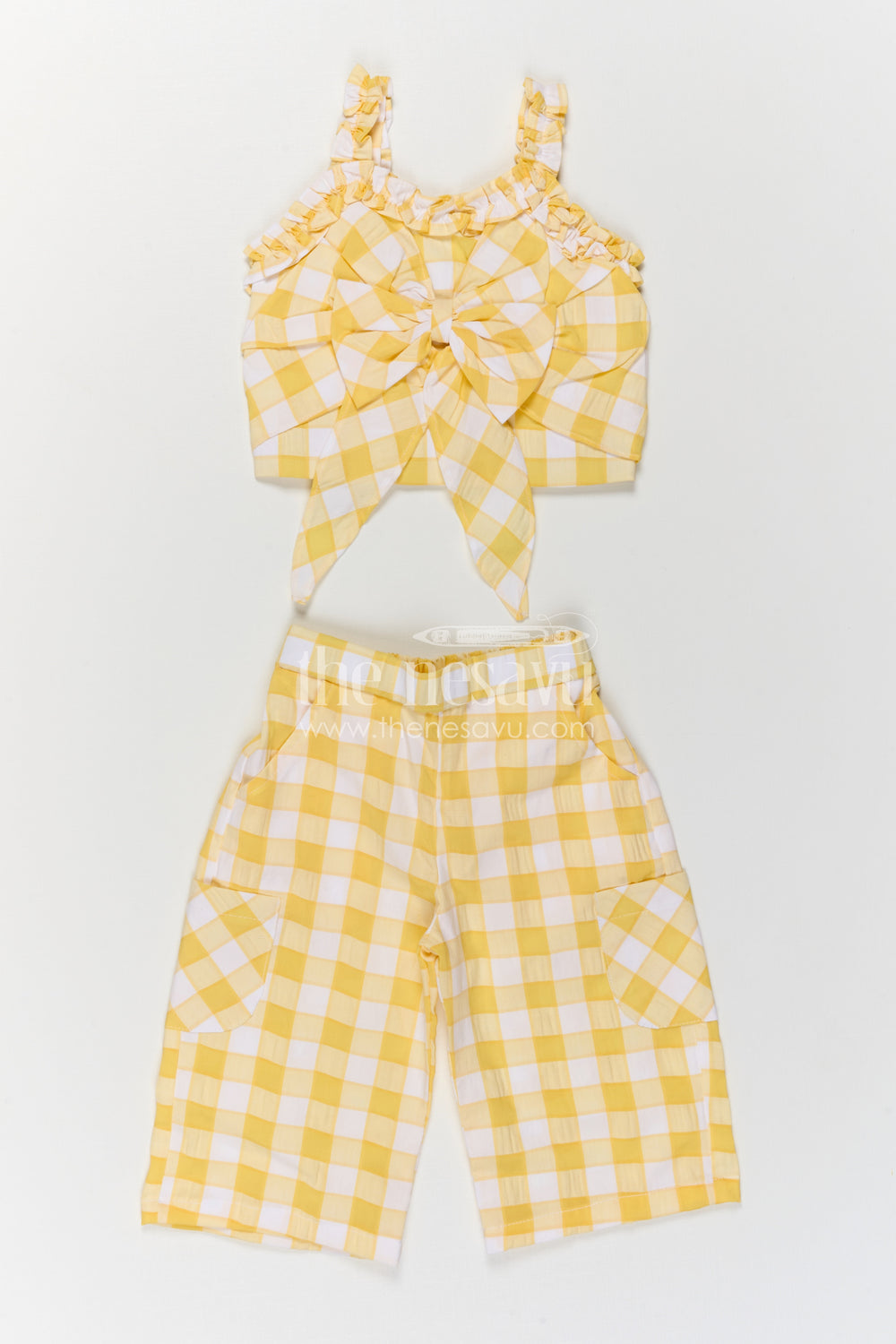 The Nesavu Girls Co-Ord Sets Girls Co Ord Set for Summer Outings and Casual Date Nesavu Nesavu girls co ord set for summer outings with rayon cotton stripe design breathable lightweight kids wear