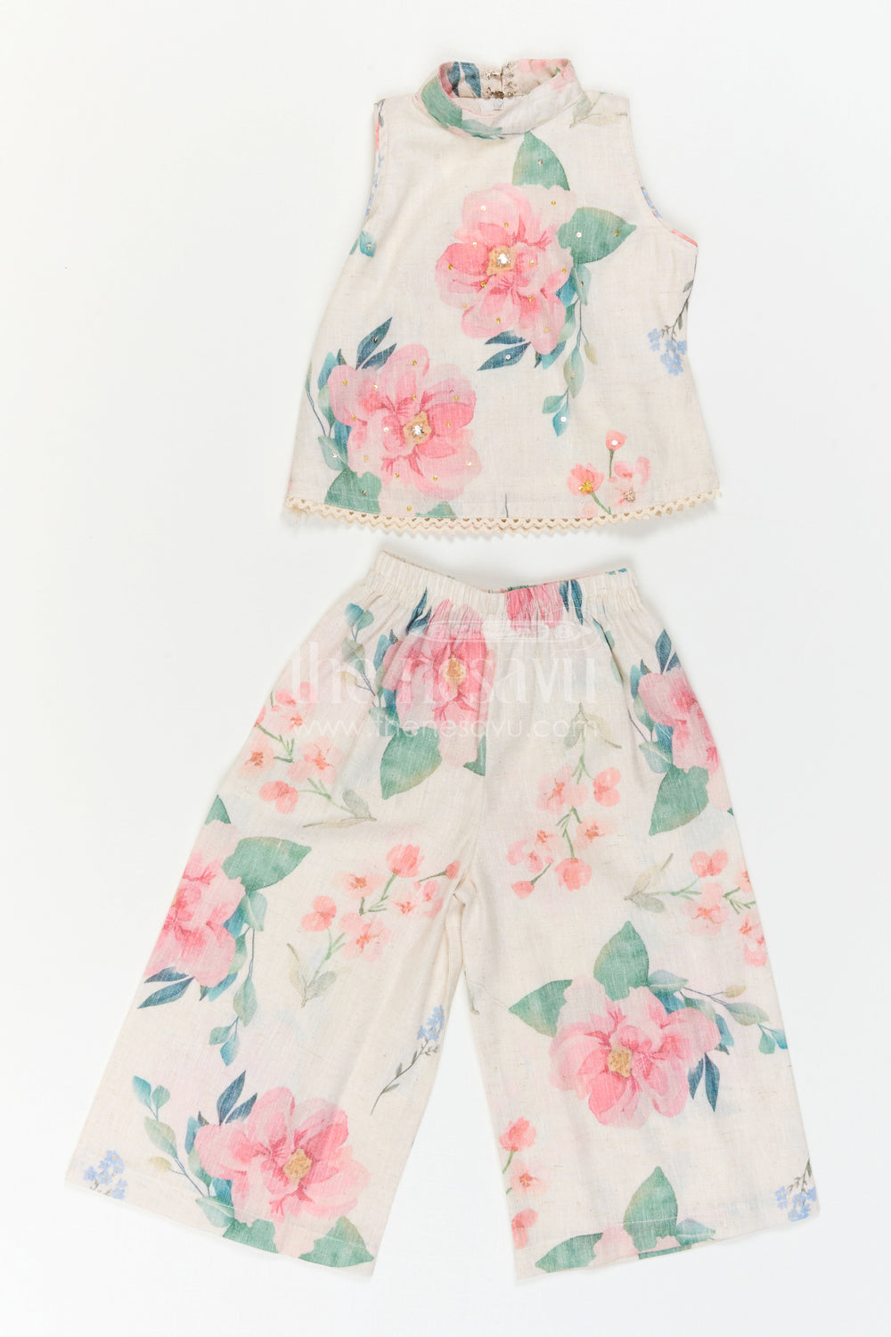 The Nesavu Girls Co-Ord Sets Girls Co Ord Set for Summer Outings and Daily Wear Comfort Nesavu Nesavu Girls Cotton Co Ord Set For Summer Outings And Daily Wear With Digital Print Comfortable Outfit