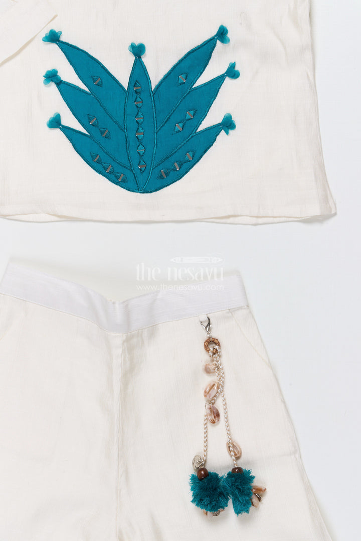 The Nesavu Girls Co-Ord Sets Girls Co-Ord Set with Applique Embroidery for Ethnic Days and Festive Events Nesavu Nesavu girls co-ord set embroidery applique perfect festive wear school ethnic day