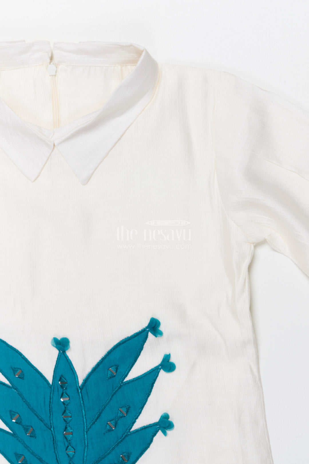 The Nesavu Girls Co-Ord Sets Girls Co-Ord Set with Applique Embroidery for Ethnic Days and Festive Events Nesavu Nesavu girls co-ord set embroidery applique perfect festive wear school ethnic day