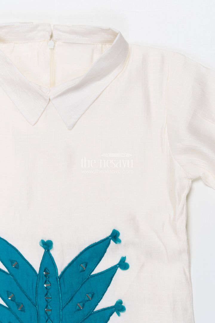 The Nesavu Girls Co-Ord Sets Girls Co-Ord Set with Applique Embroidery for Ethnic Days and Festive Events Nesavu Nesavu girls co-ord set embroidery applique perfect festive wear school ethnic day