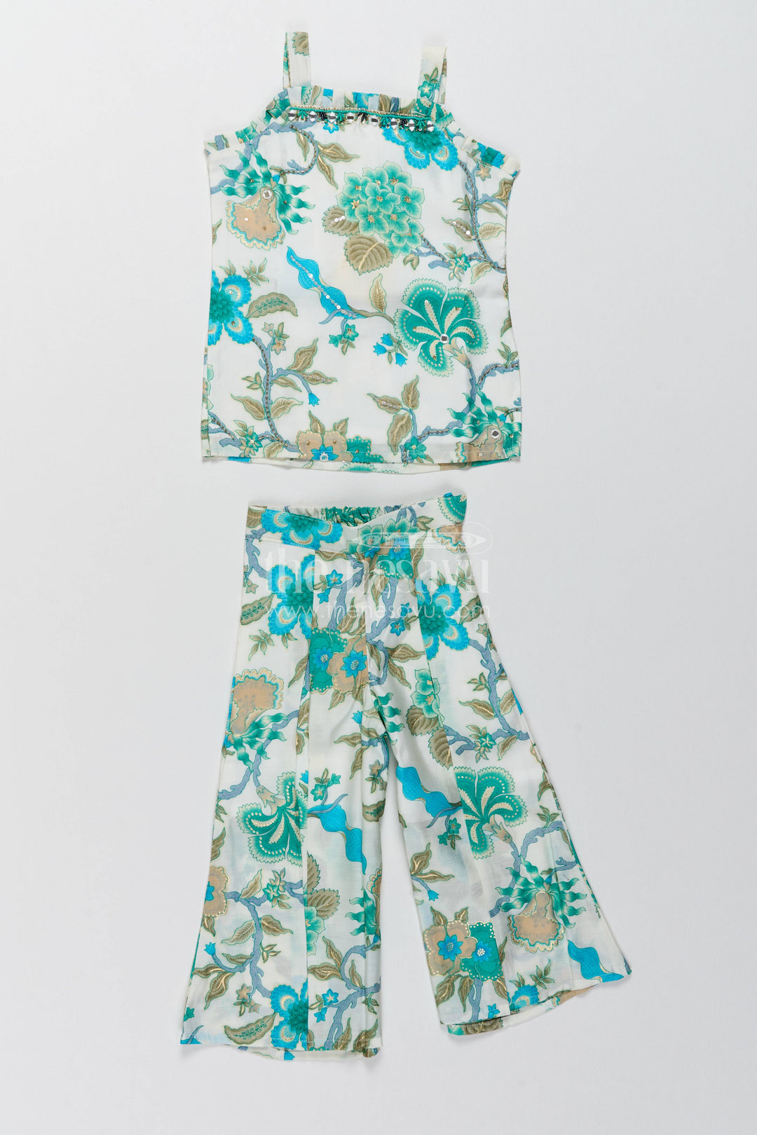 The Nesavu Girls Co-Ord Sets Girls Co Ord Set with Digital Print for Family Functions Nesavu Nesavu Girls Co Ord Set With Digital Print For Festive Occasion