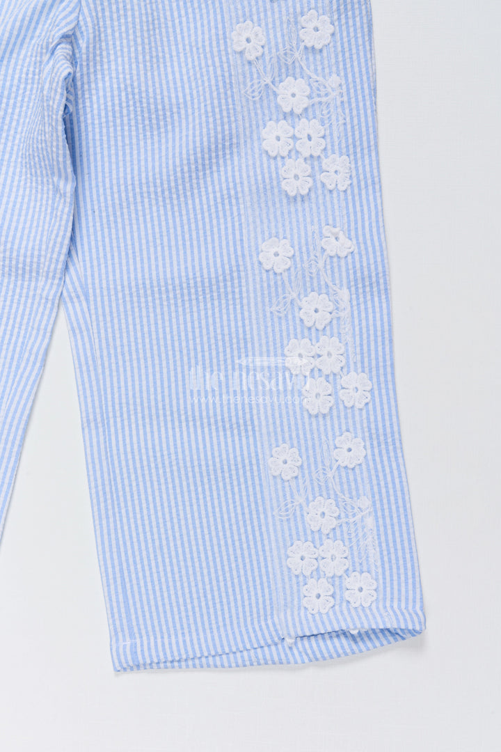 The Nesavu Girls Co-Ord Sets Girls Co-Ord Set with Floral Details for Festive School Days Nesavu Nesavu girls cotton blend co-ord set floral embroidery festive school functions