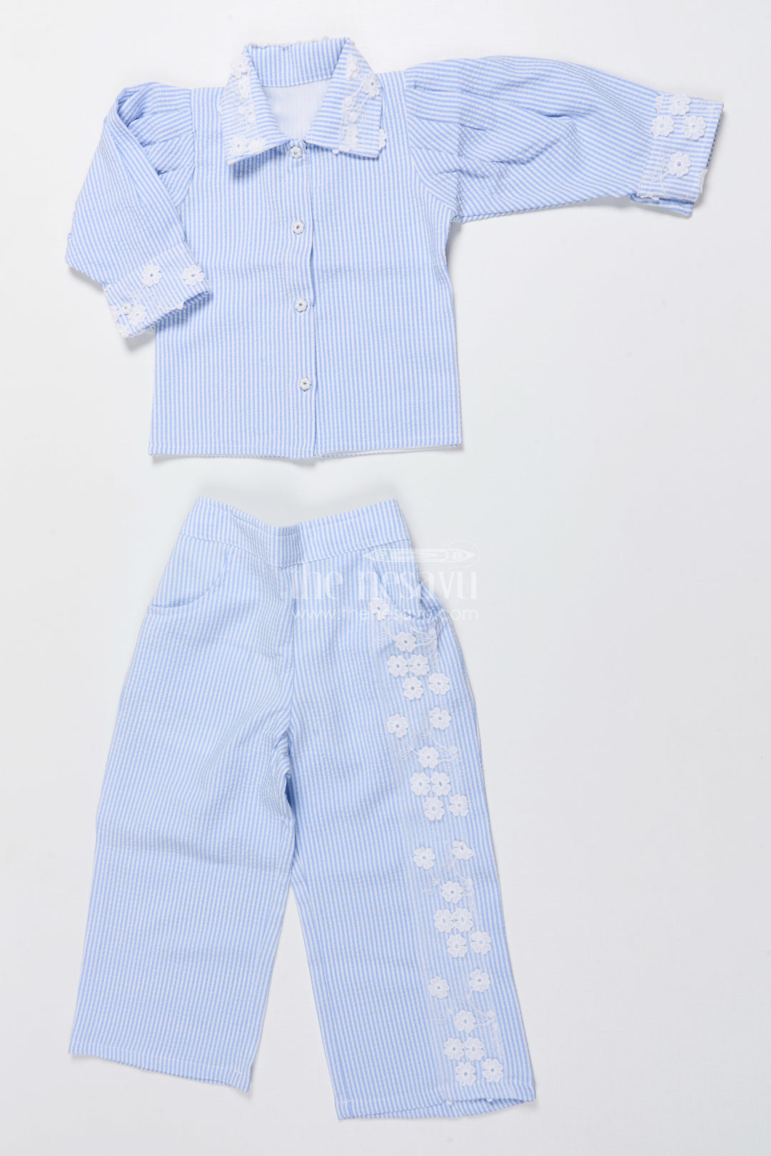 The Nesavu Girls Co-Ord Sets Girls Co-Ord Set with Floral Details for Festive School Days Nesavu Nesavu girls cotton blend co-ord set floral embroidery festive school functions