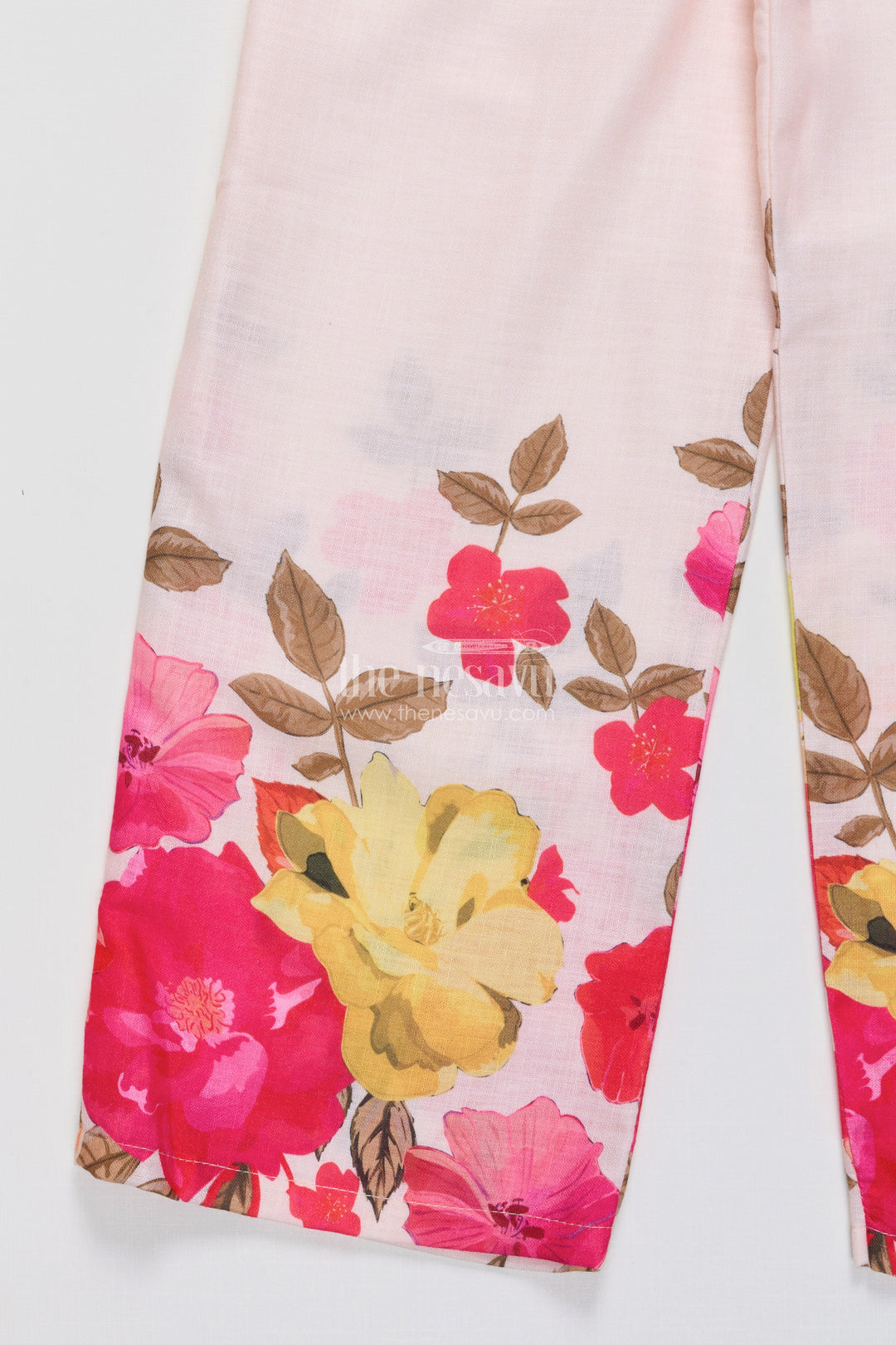 The Nesavu Girls Co-Ord Sets Girls Co-Ord Set with Floral Digital Print A Comfy Festive Pick for All Occasions Nesavu Nesavu girls floral co-ord set digital print ethnic casual fusion wear festive days