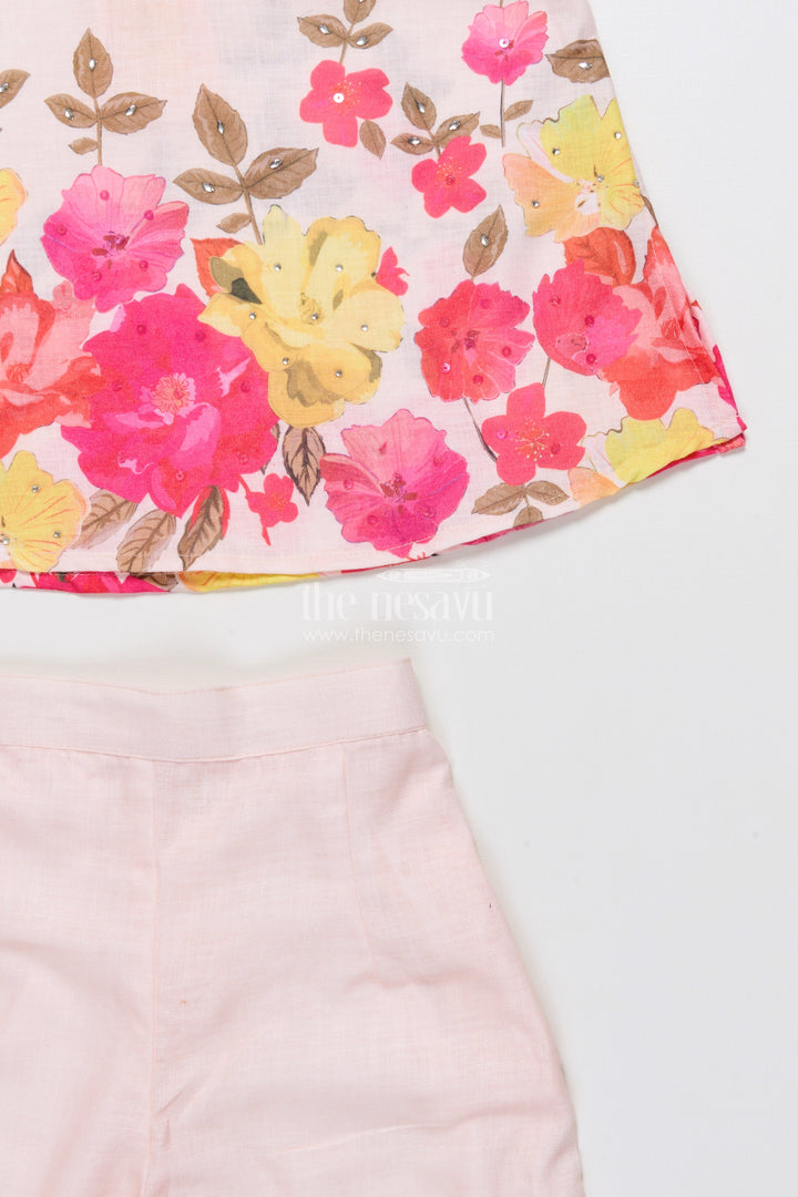 The Nesavu Girls Co-Ord Sets Girls Co-Ord Set with Floral Digital Print A Comfy Festive Pick for All Occasions Nesavu Nesavu girls floral co-ord set digital print ethnic casual fusion wear festive days