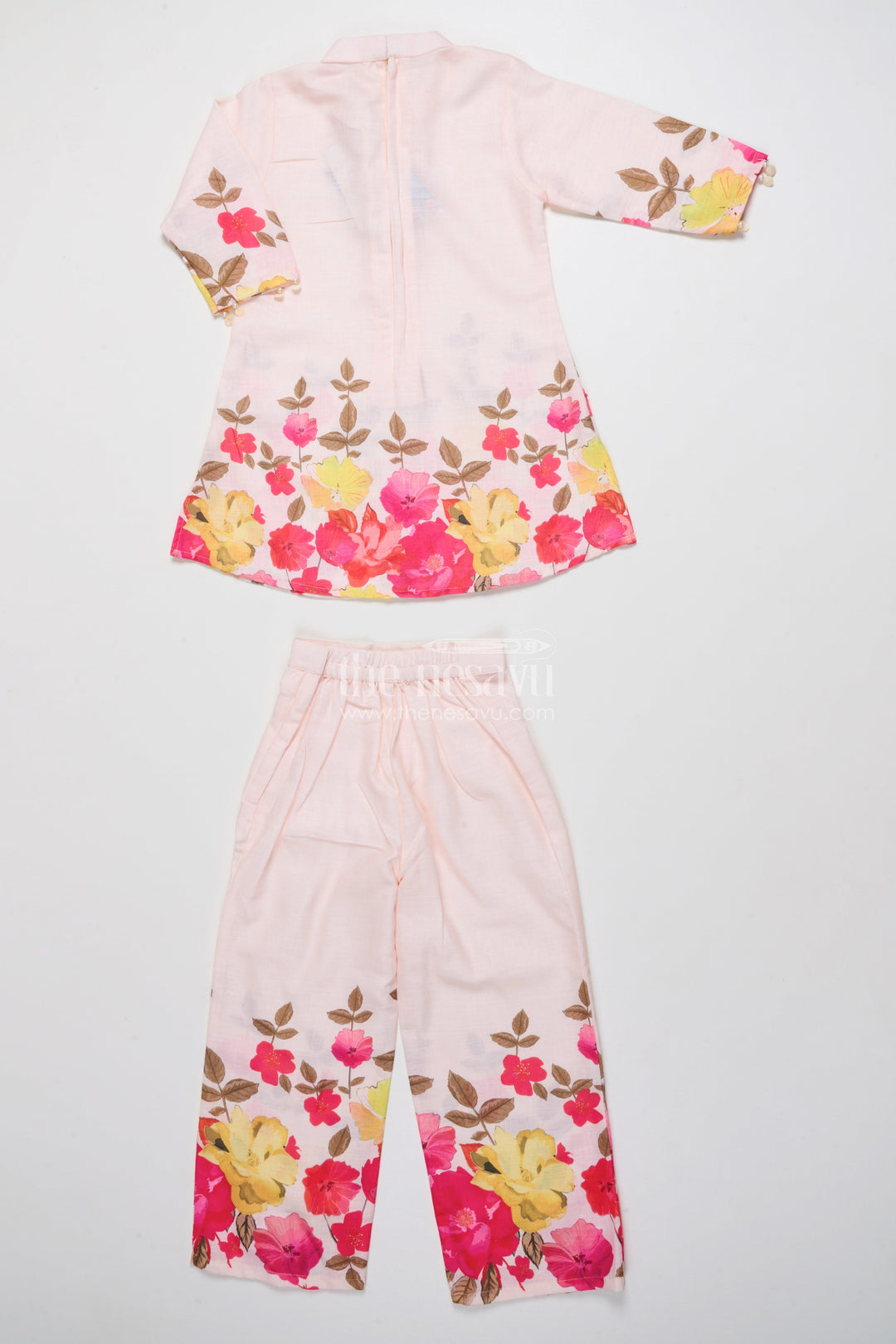 The Nesavu Girls Co-Ord Sets Girls Co-Ord Set with Floral Digital Print A Comfy Festive Pick for All Occasions Nesavu Nesavu girls floral co-ord set digital print ethnic casual fusion wear festive days