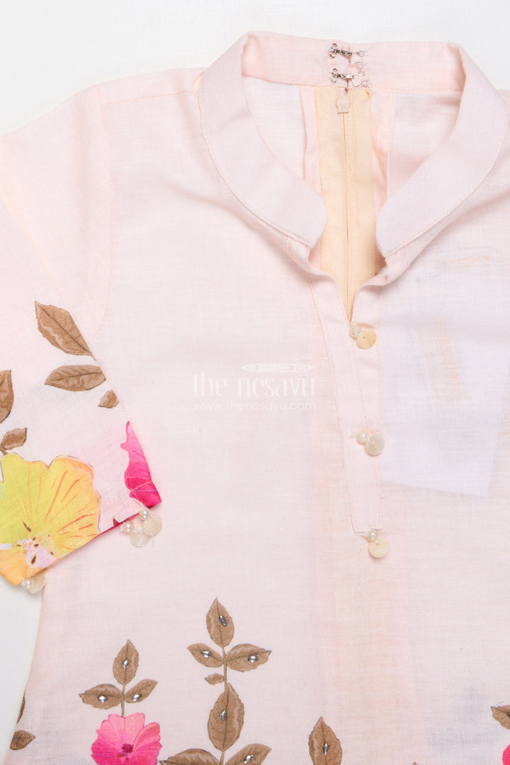 The Nesavu Girls Co-Ord Sets Girls Co-Ord Set with Floral Digital Print A Comfy Festive Pick for All Occasions Nesavu Nesavu girls floral co-ord set digital print ethnic casual fusion wear festive days