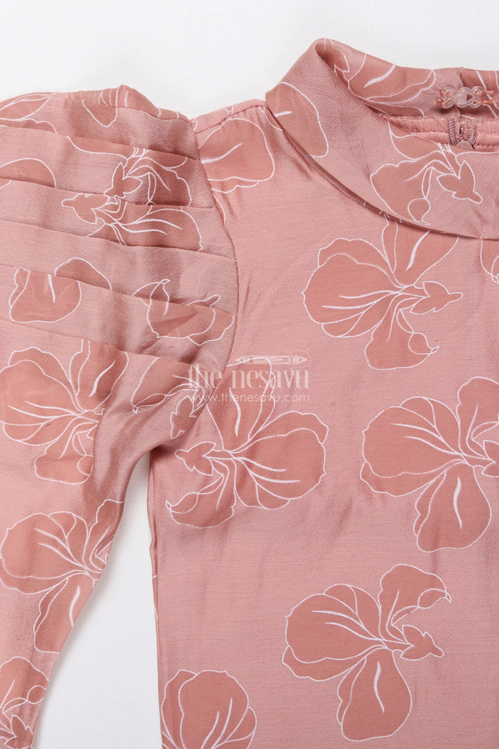 The Nesavu Girls Co-Ord Sets Girls Co-Ord Set with Floral Print for Birthdays and Festive Events Nesavu Nesavu girls floral co-ord set puff sleeve top wide-leg pants festive birthdays