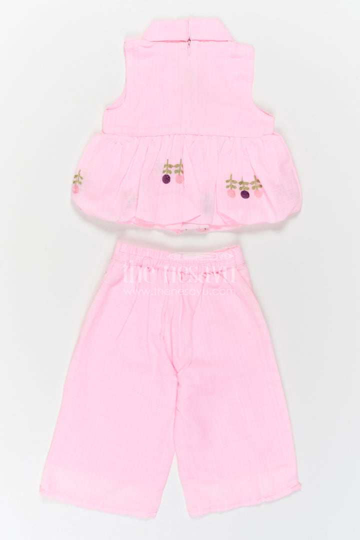 The Nesavu Girls Co-Ord Sets Girls Co Ord Sets for Casual Outings and Daily Wear Nesavu Nesavu Girls Co Ord Set For Casual Wear Blend Cotton With Thread Embroidery Matching Outfit