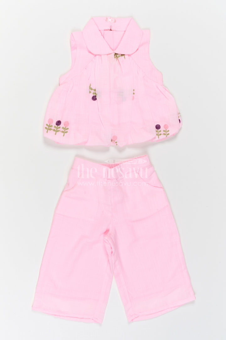 The Nesavu Girls Co-Ord Sets Girls Co Ord Sets for Casual Outings and Daily Wear Nesavu Nesavu Girls Co Ord Set For Casual Wear Blend Cotton With Thread Embroidery Matching Outfit