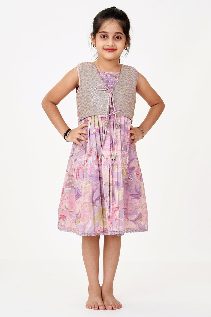 The Nesavu Girls Cotton Frock Girls Colour Full Frock with Sequin Embroidery and Printed Pleated Skirt for Stylish Look Nesavu Girls Colour Full Frock Sequin Embroidery Printed Pleated Skirt Party Wear | The Nesavu