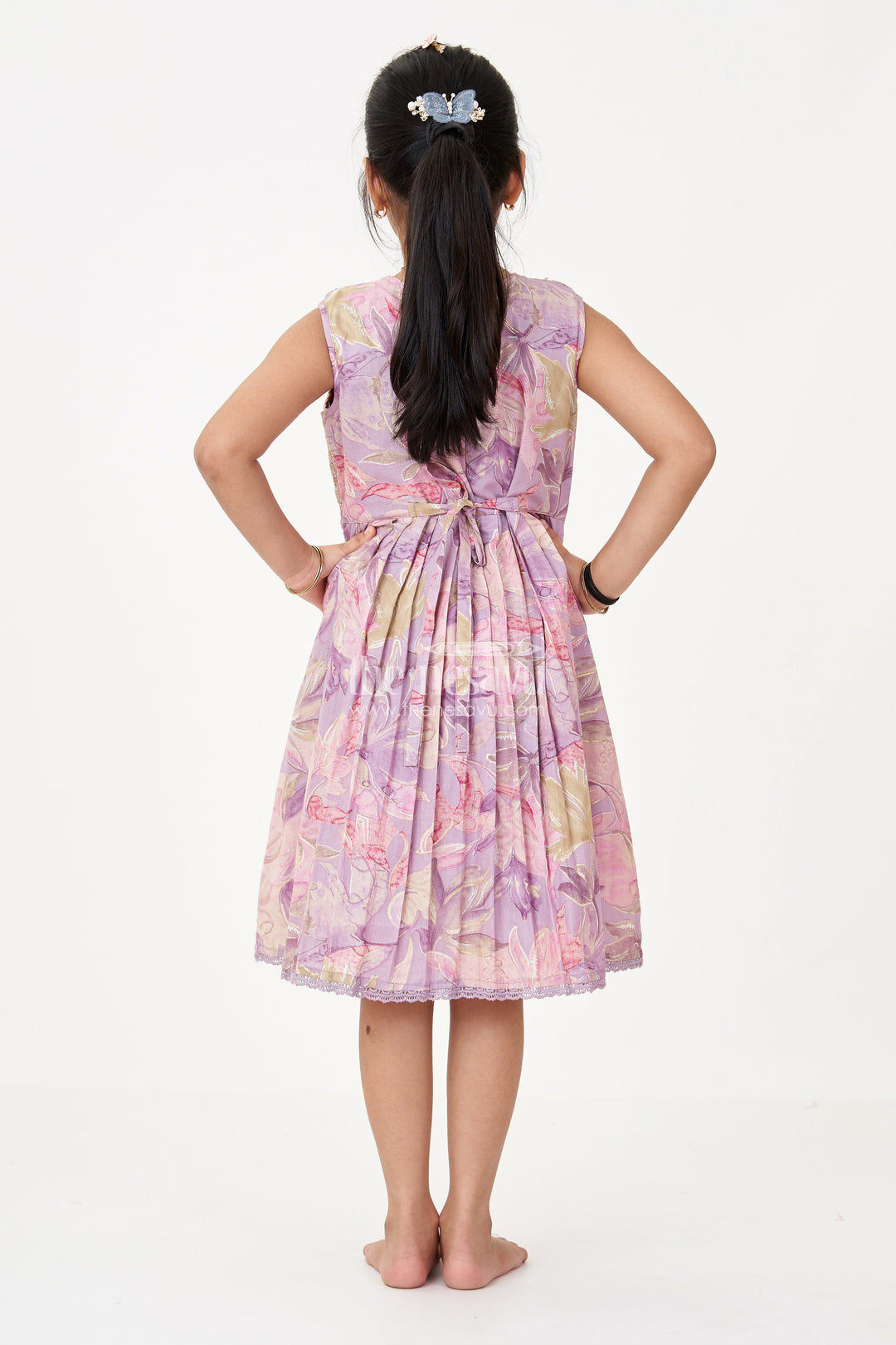 The Nesavu Girls Cotton Frock Girls Colour Full Frock with Sequin Embroidery and Printed Pleated Skirt for Stylish Look Nesavu Nesavu Girls Colour Full Frock Sequin Embroidery Printed Pleated Skirt Party Wear