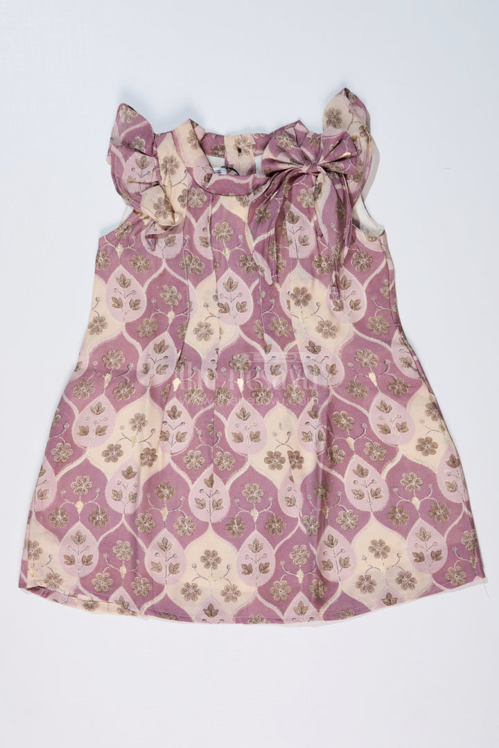 The Nesavu Girls Cotton Frock Girls Cotton Blend Casual Dresses in Muslin Silk with Delicate Floral Design Nesavu 16 (1Y) / Purple GFC1610C-16 Girls Cotton Blend Casual Dresses Muslin Silk Delicate Floral Design | The Nesavu