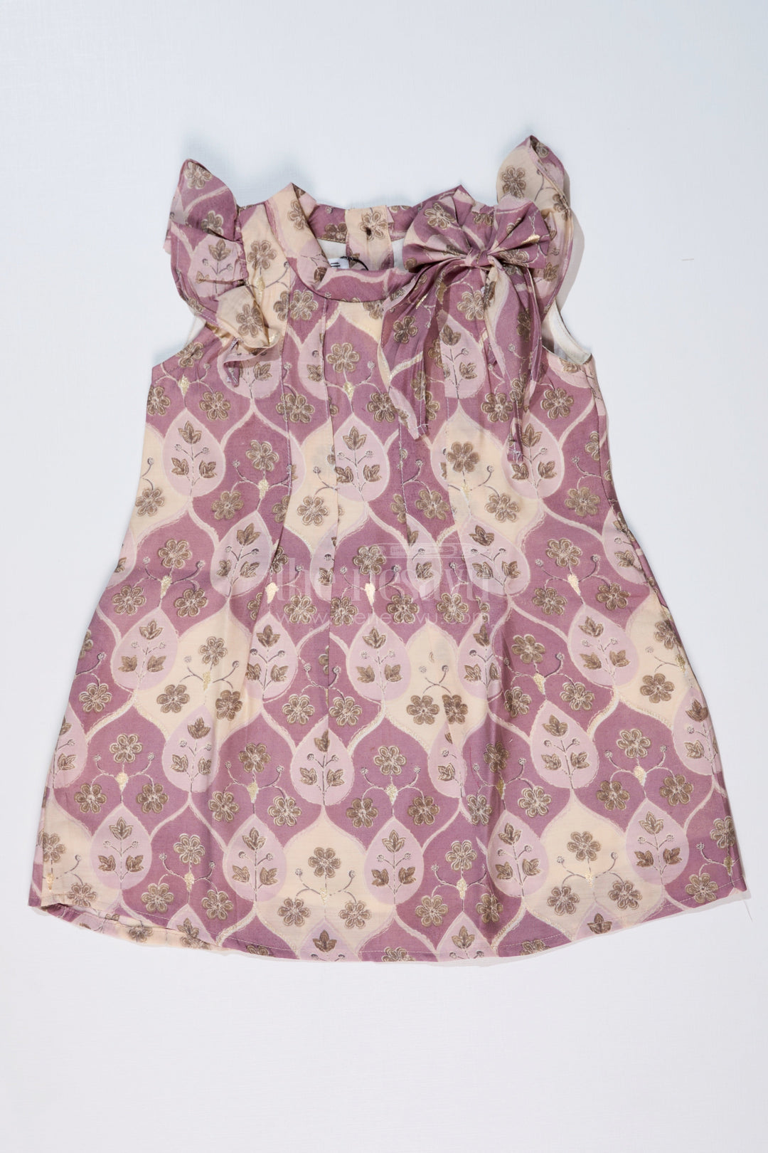 The Nesavu Girls Cotton Frock Girls Cotton Blend Casual Dresses in Muslin Silk with Delicate Floral Design Nesavu 16 (1Y) / Purple GFC1610C-16 Nesavu Girls Cotton Blend Casual Dresses Muslin Silk Delicate Floral Design