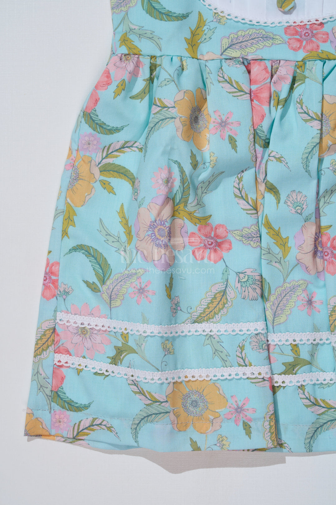 The Nesavu Girls Cotton Frock Girls Cotton Blend Casual Dresses with Floral Prints and Peter Pan Collar for Everyday Comfort Nesavu Nesavu Girls Cotton Blend Casual Dress Floral Prints Peter Pan Collar Everyday Wear