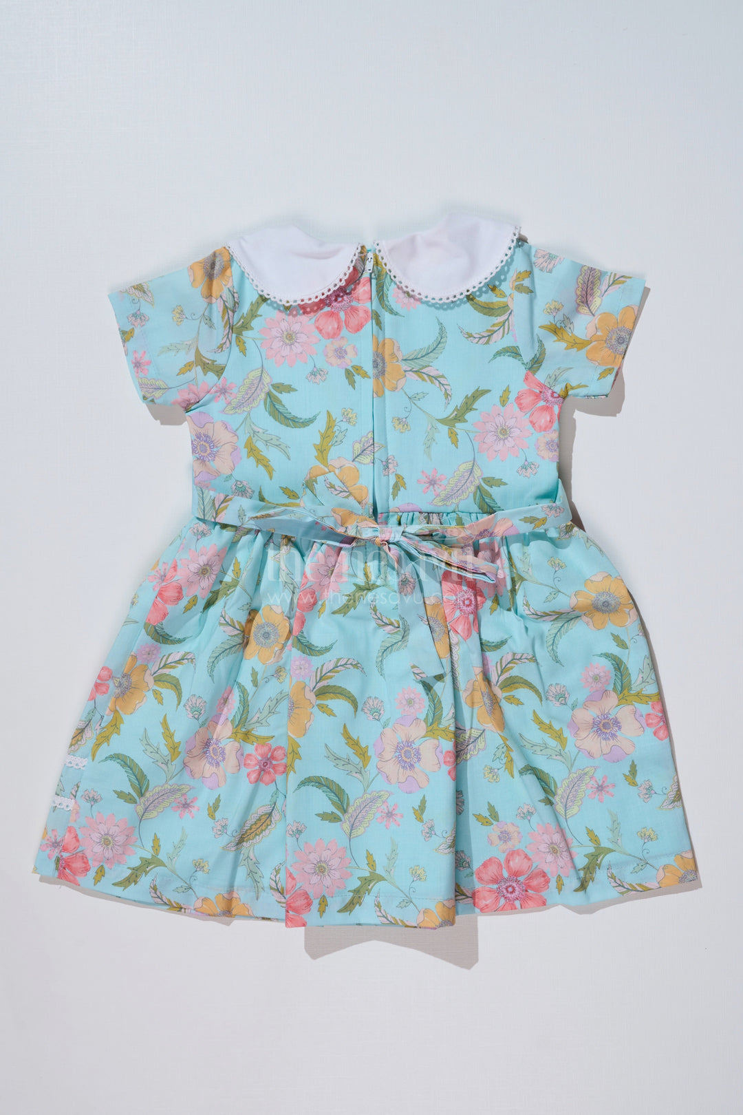 The Nesavu Girls Cotton Frock Girls Cotton Blend Casual Dresses with Floral Prints and Peter Pan Collar for Everyday Comfort Nesavu Nesavu Girls Cotton Blend Casual Dress Floral Prints Peter Pan Collar Everyday Wear