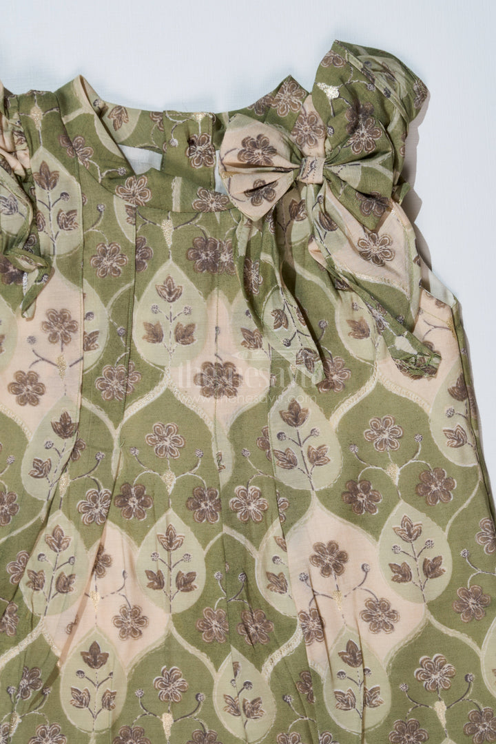 The Nesavu Girls Cotton Frock Girls Cotton Blend Dresses in Muslin Silk with Subtle Floral Print and Elegant Bow Nesavu Girls Cotton Blend Dresses Muslin Silk Subtle Floral Print Elegant Bow | The Nesavu