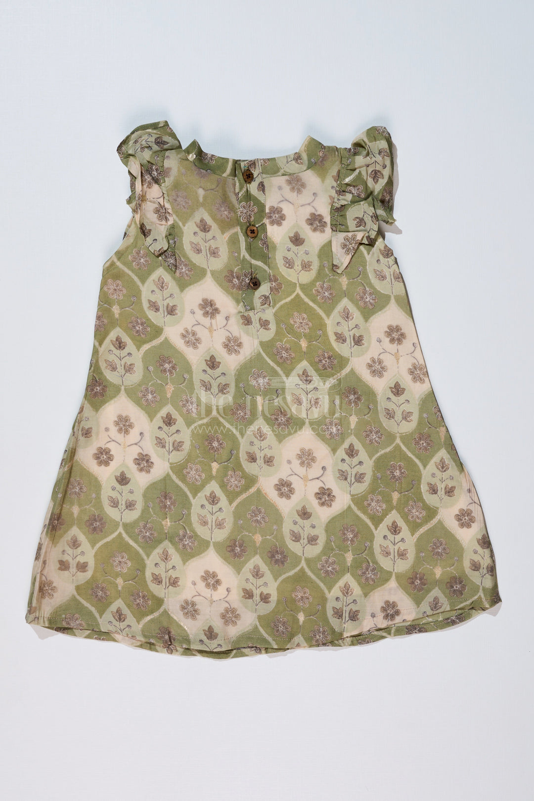 The Nesavu Girls Cotton Frock Girls Cotton Blend Dresses in Muslin Silk with Subtle Floral Print and Elegant Bow Nesavu Nesavu Girls Cotton Blend Dresses Muslin Silk Subtle Floral Print Elegant Bow