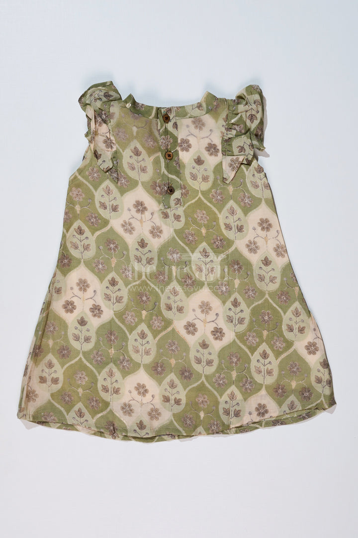 The Nesavu Girls Cotton Frock Girls Cotton Blend Dresses in Muslin Silk with Subtle Floral Print and Elegant Bow Nesavu Nesavu Girls Cotton Blend Dresses Muslin Silk Subtle Floral Print Elegant Bow