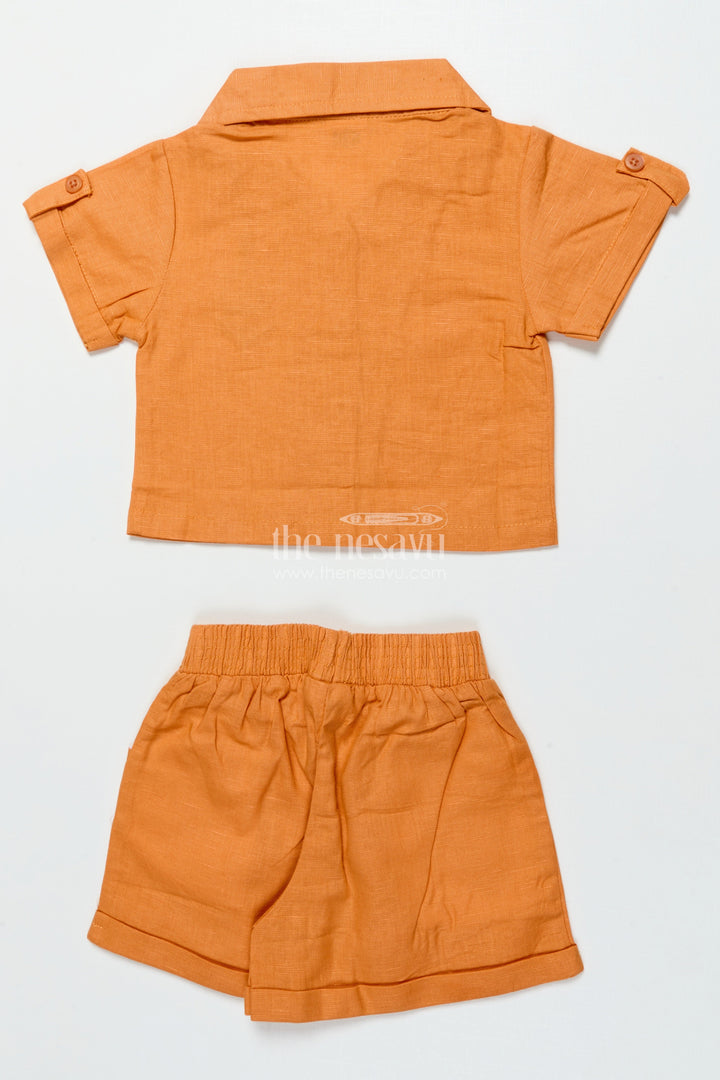 The Nesavu Girls Casual Set Girls Cotton Casual Set with Collared Top and Shorts for Everyday Wear Nesavu Nesavu girls cotton casual top shorts set comfy smart everyday outfit outings travel