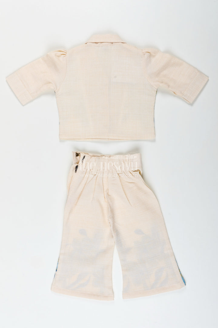 The Nesavu Girls Casual Set Girls cotton casual set with floral thread embroidery and pant breezy everyday wear Nesavu Girls embroidered cotton casual set pant  Nesavu breezy everyday wear