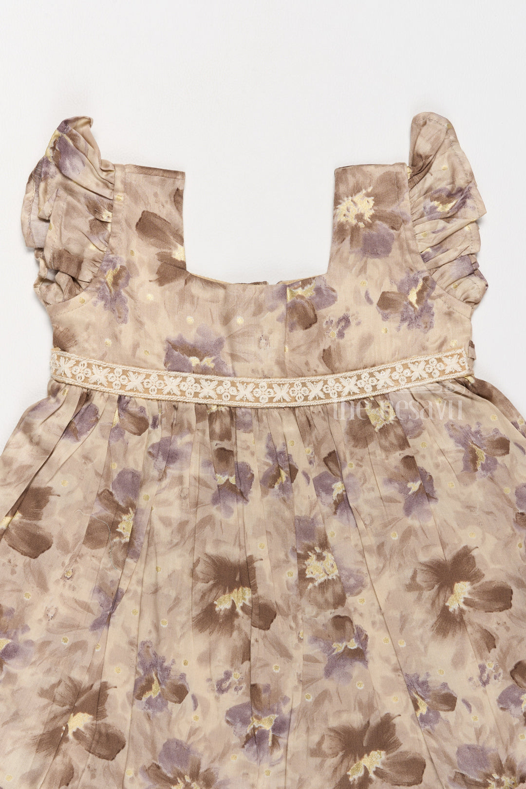 The Nesavu Girls Cotton Frock Girls Cotton Casual Summer Dress with Floral Prints and Ruffled Hem Nesavu Girls Cotton Casual Summer Dress Floral Prints Ruffled Hem | The Nesavu