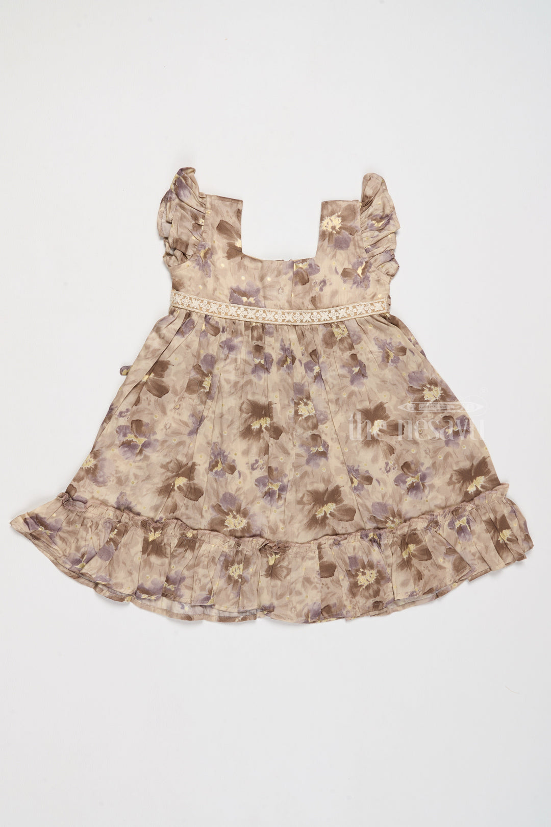 The Nesavu Girls Cotton Frock Girls Cotton Casual Summer Dress with Floral Prints and Ruffled Hem Nesavu Girls Cotton Casual Summer Dress Floral Prints Ruffled Hem | The Nesavu