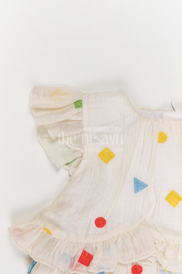 The Nesavu Baby Cotton Frocks Girls Cotton Co Ord for Daily Wear and Playtime Nesavu Nesavu Baby Girl Cotton Frock For Daily Wear With Thread Embroidery Sleeveless Multicolor Design