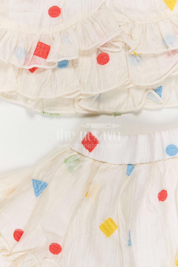 The Nesavu Baby Cotton Frocks Girls Cotton Co Ord for Daily Wear and Playtime Nesavu Nesavu Baby Girl Cotton Frock For Daily Wear With Thread Embroidery Sleeveless Multicolor Design