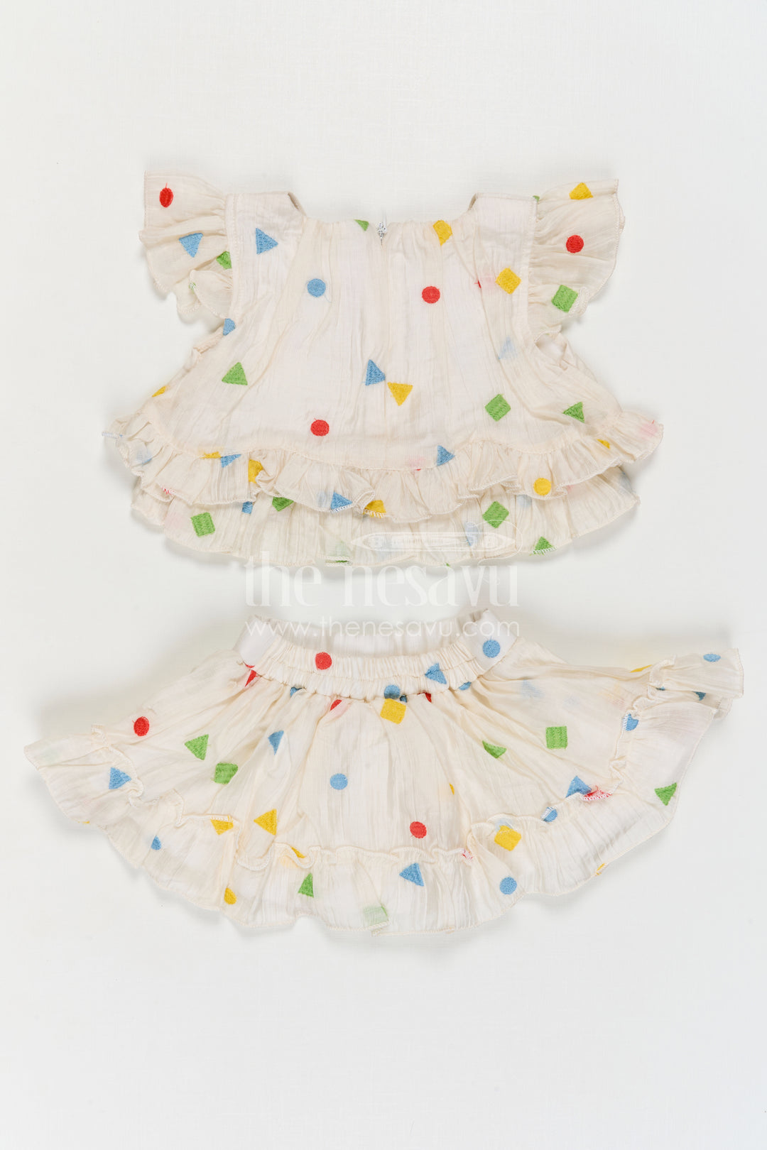 The Nesavu Baby Cotton Frocks Girls Cotton Co Ord for Daily Wear and Playtime Nesavu Nesavu Baby Girl Cotton Frock For Daily Wear With Thread Embroidery Sleeveless Multicolor Design