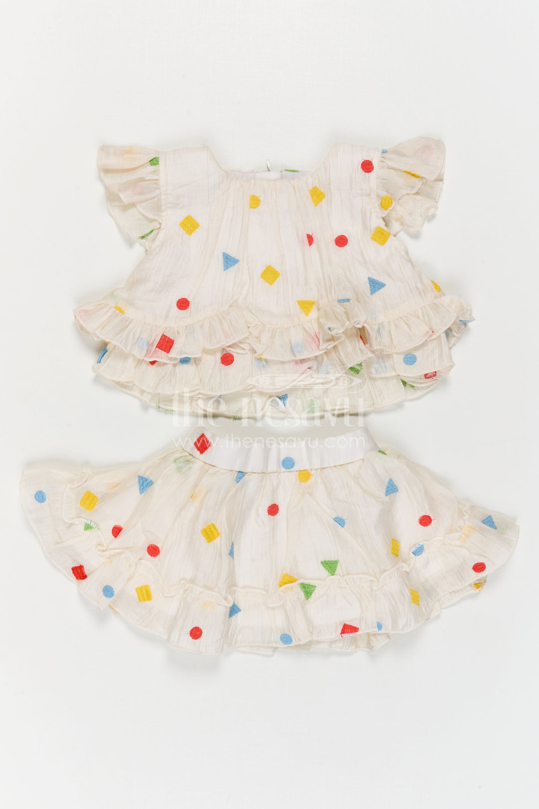 The Nesavu Baby Cotton Frocks Girls Cotton Co Ord for Daily Wear and Playtime Nesavu Nesavu Baby Girl Cotton Frock For Daily Wear With Thread Embroidery Sleeveless Multicolor Design