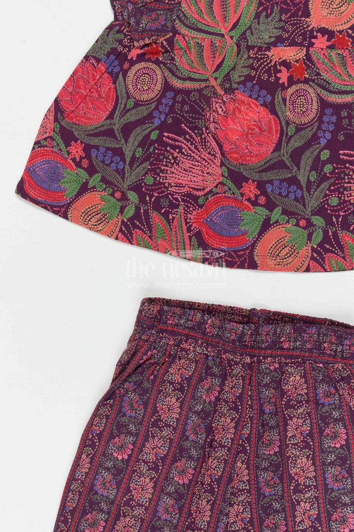 The Nesavu Girls Co-Ord Sets Girls Cotton Co-ord Set for Casual Outings and Holiday Wear Nesavu Nesavu girls cotton co-ord set with digital print for casual holidays and traditional daywear