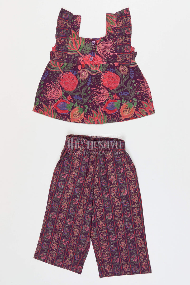 The Nesavu Girls Co-Ord Sets Girls Cotton Co-ord Set for Casual Outings and Holiday Wear Nesavu Nesavu girls cotton co-ord set with digital print for casual holidays and traditional daywear