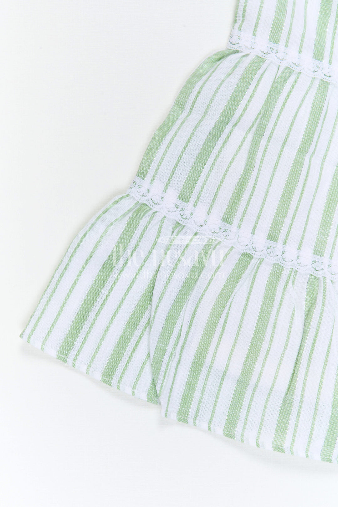 The Nesavu Girls Co-Ord Sets Girls Cotton Co Ord Set for Casual Wear and Summer Comfort Nesavu Nesavu Girls Green Cotton Co Ord Set With Striped Design For Casual Wear And Breathable Summer Comfort