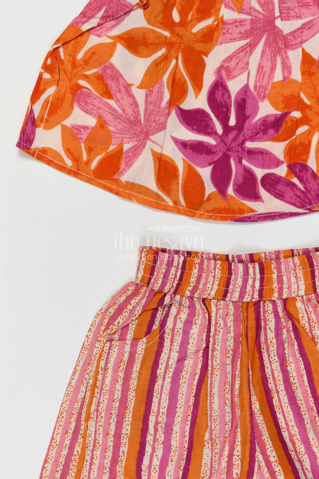 The Nesavu Girls Co-Ord Sets Girls Cotton Co Ord Set for Festive Outings and Summer Wear Nesavu Nesavu Girls Cotton Co Ord Set With Digital Print For Festive Outings Summer Wear And Casual Celebrations