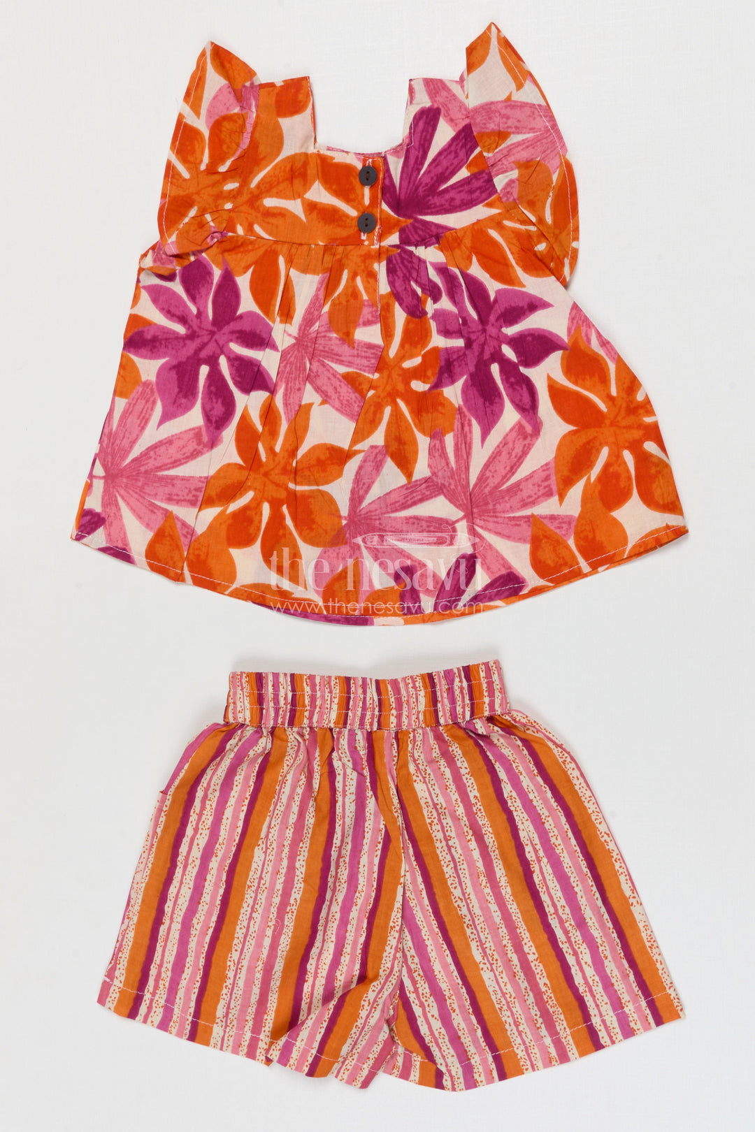 The Nesavu Girls Co-Ord Sets Girls Cotton Co Ord Set for Festive Outings and Summer Wear Nesavu Nesavu Girls Cotton Co Ord Set With Digital Print For Festive Outings Summer Wear And Casual Celebrations