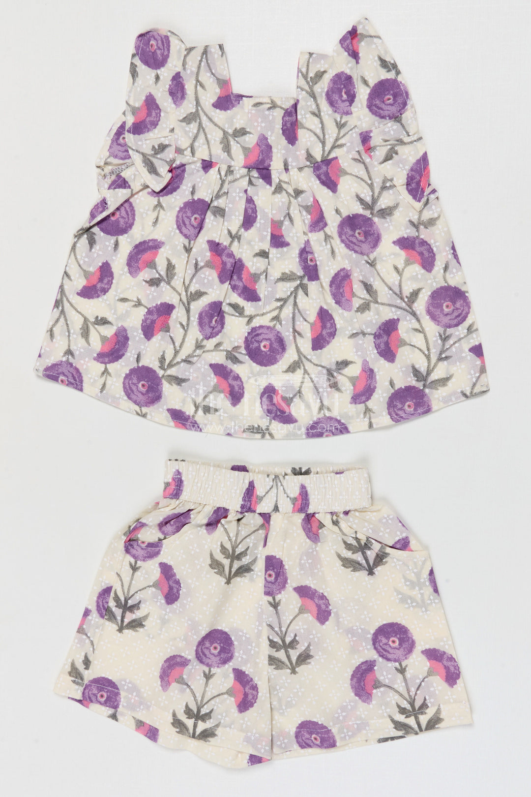 The Nesavu Girls Co-Ord Sets Girls Cotton Co Ord Set for Playdates and Casual Wear Nesavu 16 (1Y) / Purple / Cotton GCS012A-16 Nesavu Girls Cotton Co Ord Set With Digital Print For Playdates Summer Outings And Daily Wear