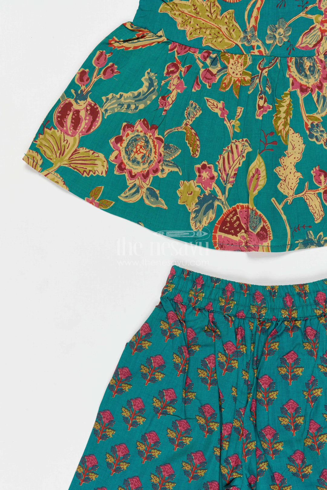 The Nesavu Girls Co-Ord Sets Girls Cotton Co Ord Set for Summer Nesavu Nesavu Girls Cotton Co Ord Set With Digital Print For Summer Outings And Everyday Casual Wear