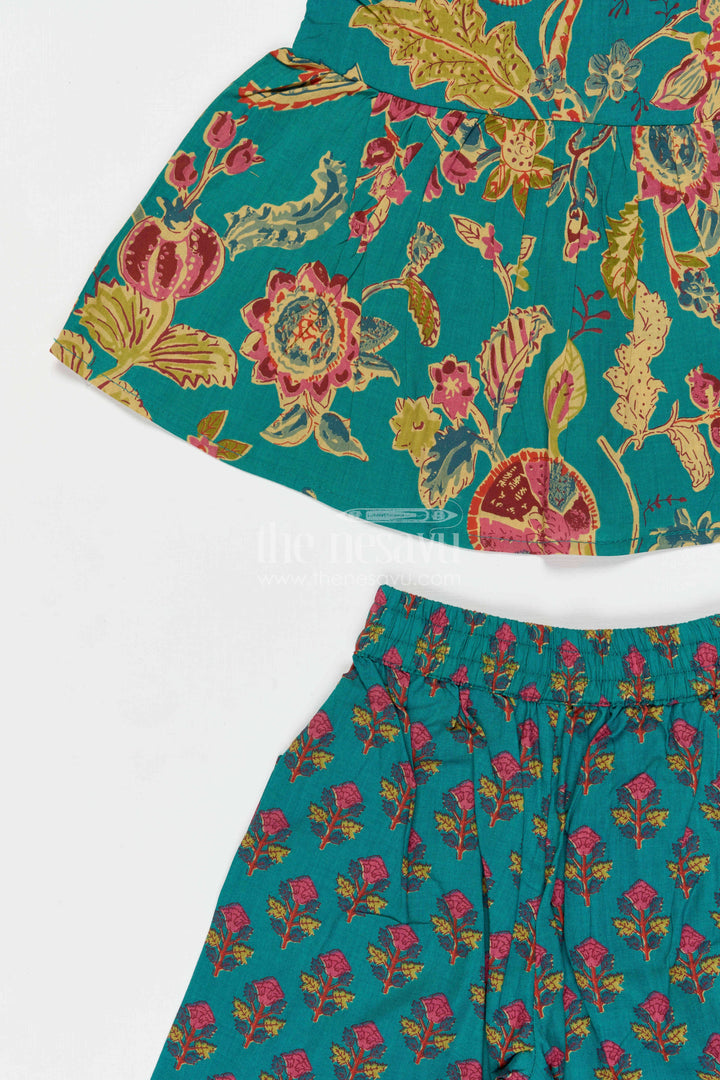The Nesavu Girls Co-Ord Sets Girls Cotton Co Ord Set for Summer Nesavu Nesavu Girls Cotton Co Ord Set With Digital Print For Summer Outings And Everyday Casual Wear
