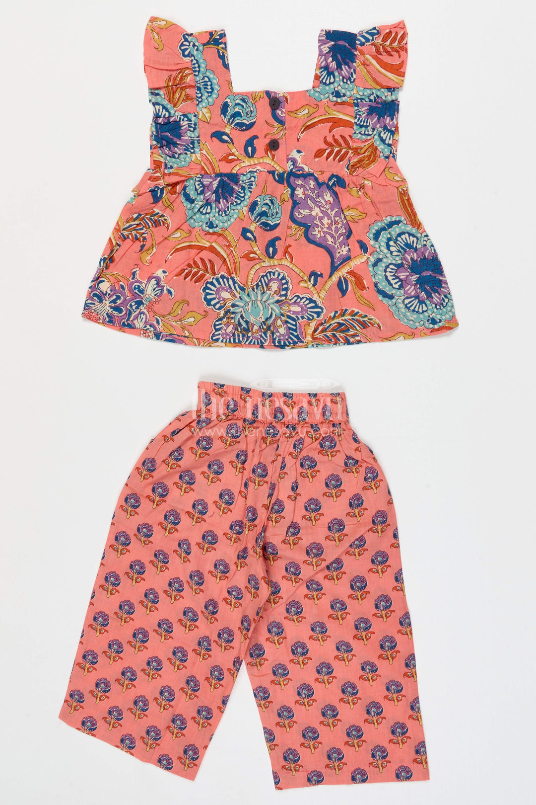 The Nesavu Girls Co-Ord Sets Girls Cotton Co Ord Set for Travel and Playdates Nesavu Nesavu Girls Printed Cotton Co Ord Set With Digital Print For Travel Playdates And Casual Outings