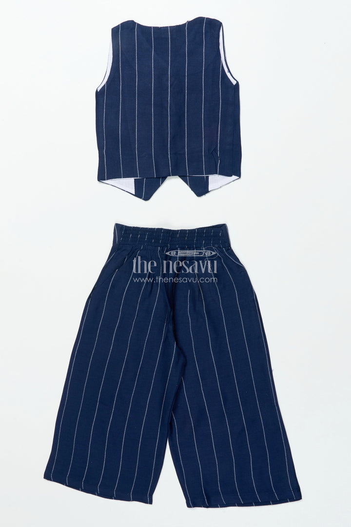 The Nesavu Girls Co-Ord Sets Girls Cotton Co-Ord Set with Crop Top and Pants for Casual Outings Nesavu Nesavu cotton co-ord set girls sleeveless top wide pants perfect stylish casual days