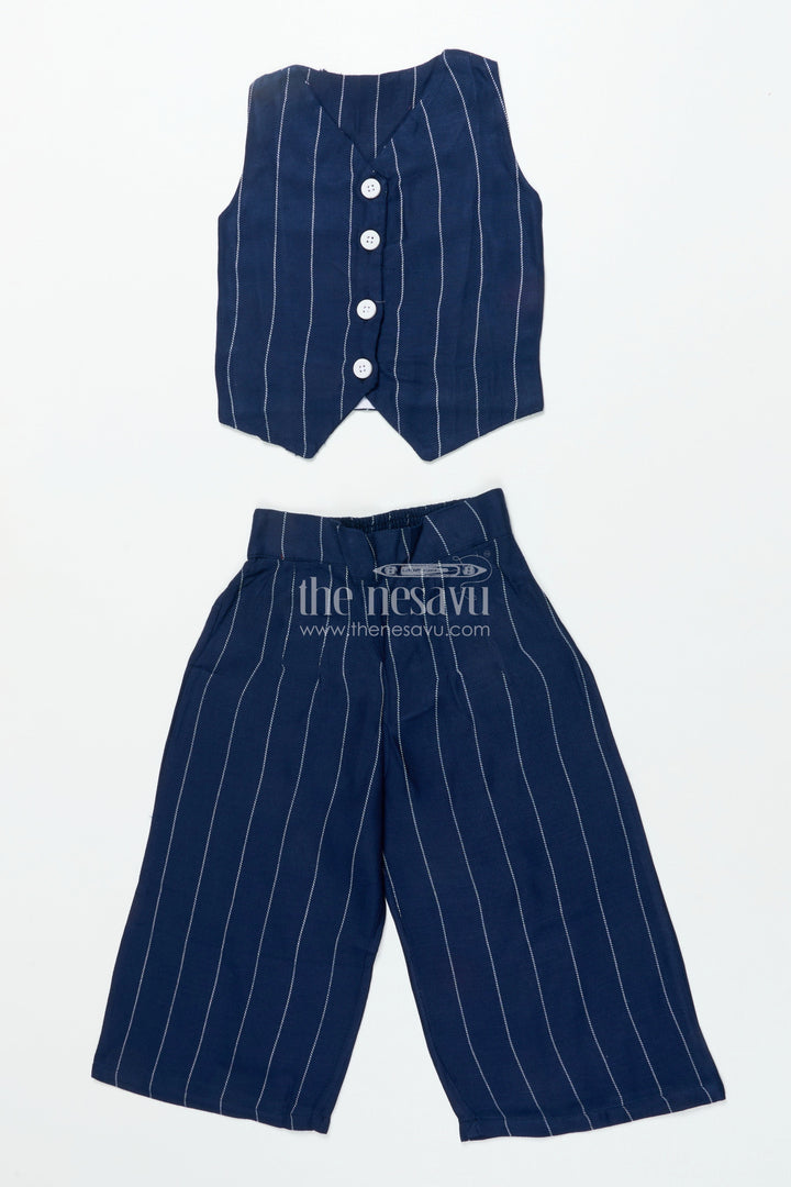The Nesavu Girls Co-Ord Sets Girls Cotton Co-Ord Set with Crop Top and Pants for Casual Outings Nesavu Nesavu cotton co-ord set girls sleeveless top wide pants perfect stylish casual days