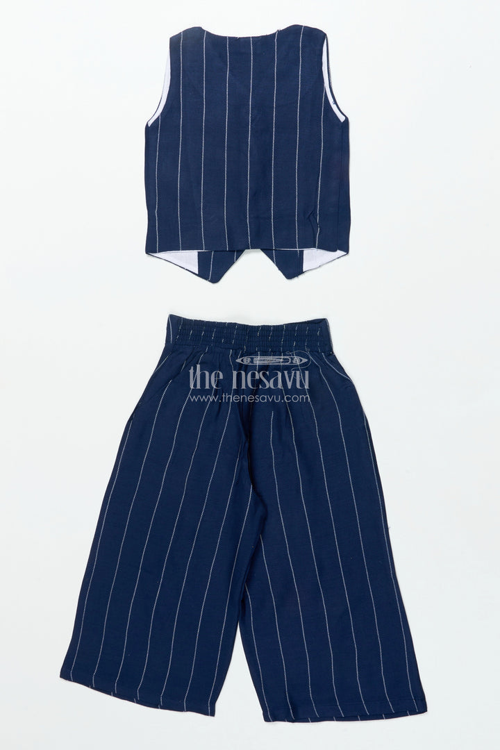The Nesavu Girls Co-Ord Sets Girls Cotton Co-Ord Set with Crop Top and Pants for Casual Outings Nesavu Nesavu cotton co-ord set girls sleeveless top wide pants perfect stylish casual days