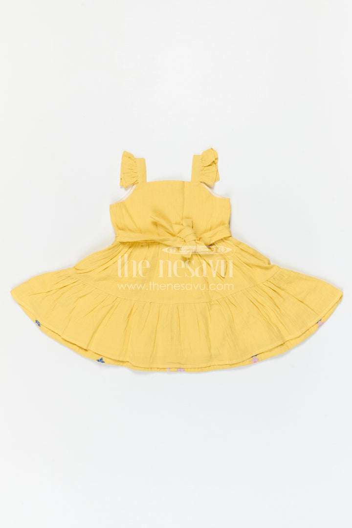 The Nesavu Girls Cotton Frock Girls Cotton Dress for Celebrations and Special Day Outings Nesavu Nesavu Girls Cotton Dress For Celebrations With Muslin Fabric And Embroidered Details For Festive Comfort