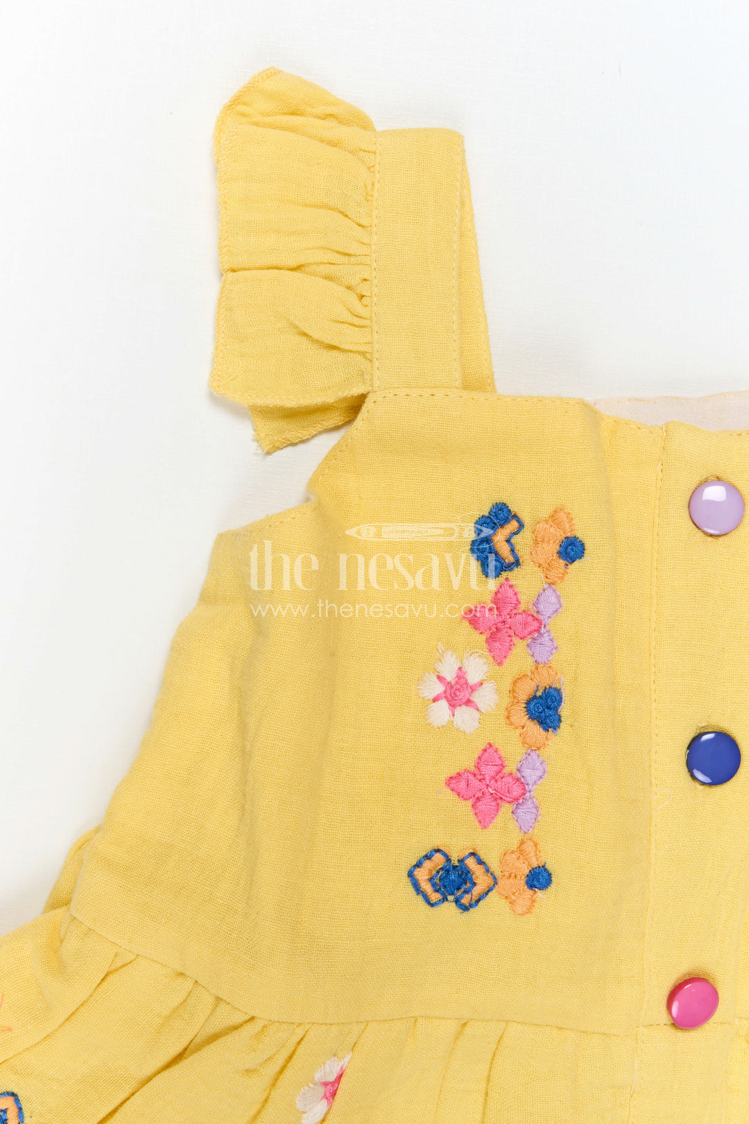 The Nesavu Girls Cotton Frock Girls Cotton Dress for Celebrations and Special Day Outings Nesavu Nesavu Girls Cotton Dress For Celebrations With Muslin Fabric And Embroidered Details For Festive Comfort